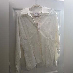 Alexia Admor Cream Fitted Button-Down Dress Shirt- Size 14- NWT